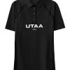 UTAA Reflected Logo Mesh Raglan Polo T-Shirts: Black