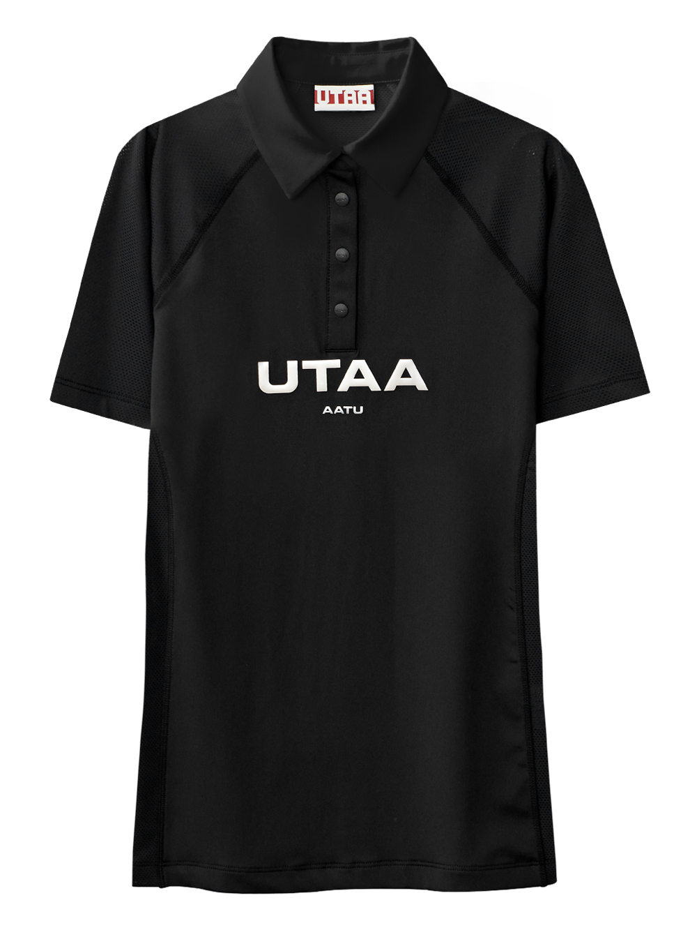 UB3TSM460BK UTAA Reflected Logo Mesh Raglan Polo T-Shirts: Black