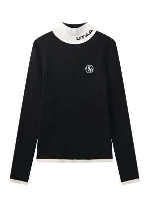 UTAA Logo Curve Ring Turtleneck Knit : Women's Black